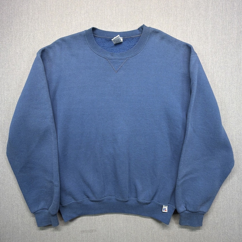Vintage Russell Athletic Sweatshirt Mens Medium Blue Crewneck Pullover 90s